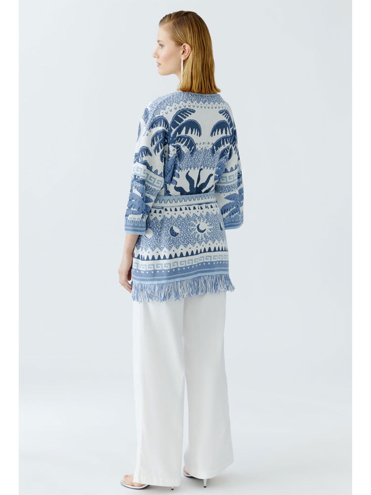 Oui Cardigan Blue &amp; White
