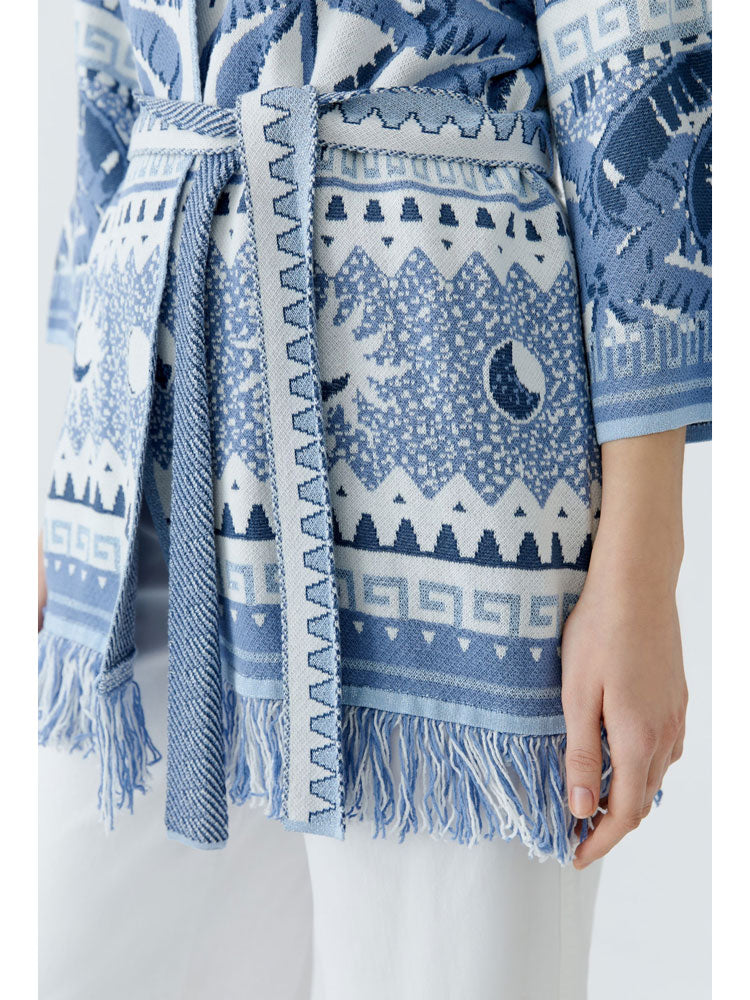 Oui Cardigan Blue &amp; White