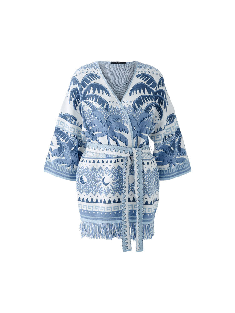 Oui Cardigan Blue &amp; White