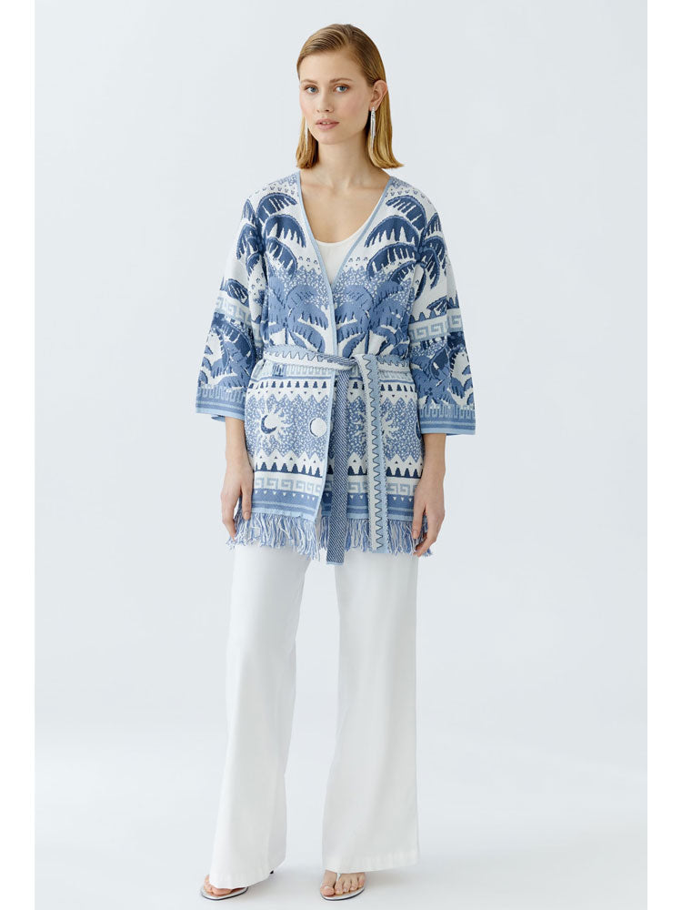 Oui Cardigan Blue &amp; White