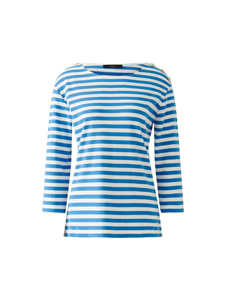 Oui Sunala T-Shirt Off White &amp; Blue