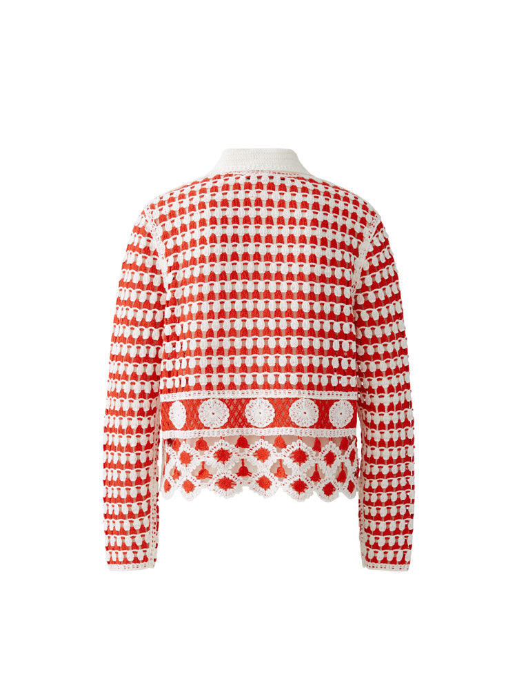 Oui Crochet Knit Cardigan Red