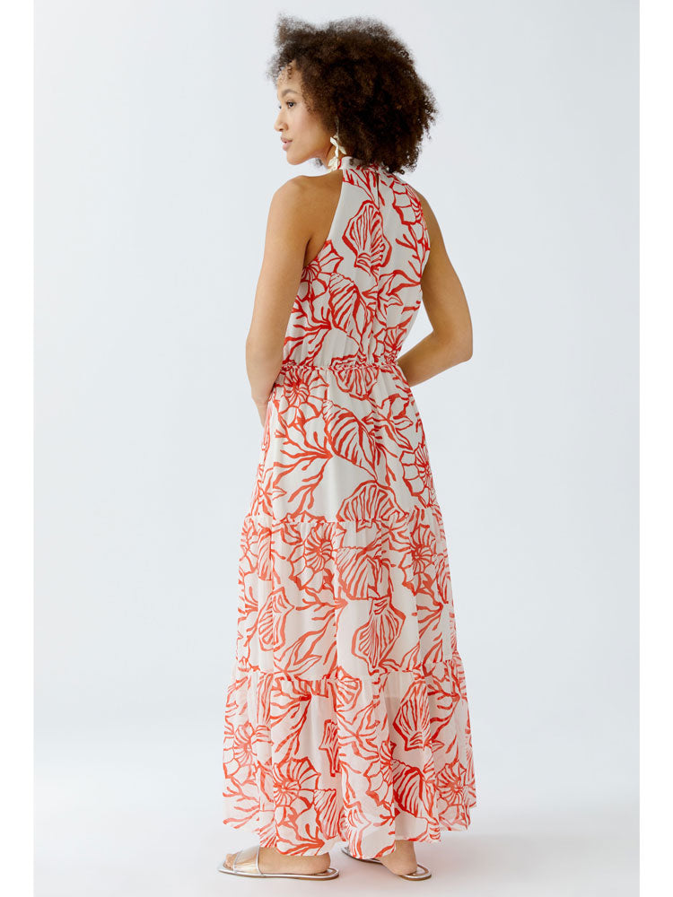 Oui Shell Print Dress Red &amp; White