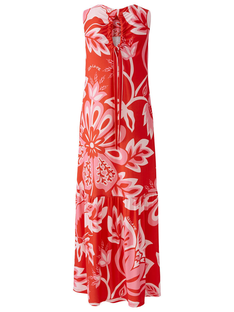 Oui Printed Dress Red &amp; Pink