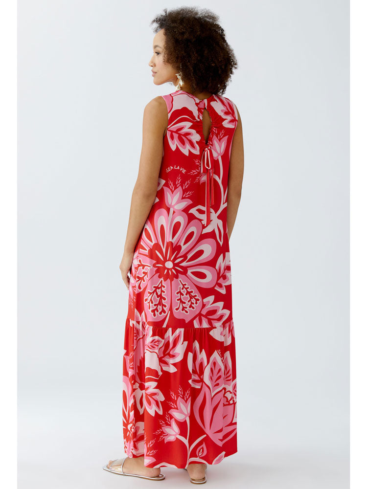 Oui Printed Dress Red &amp; Pink
