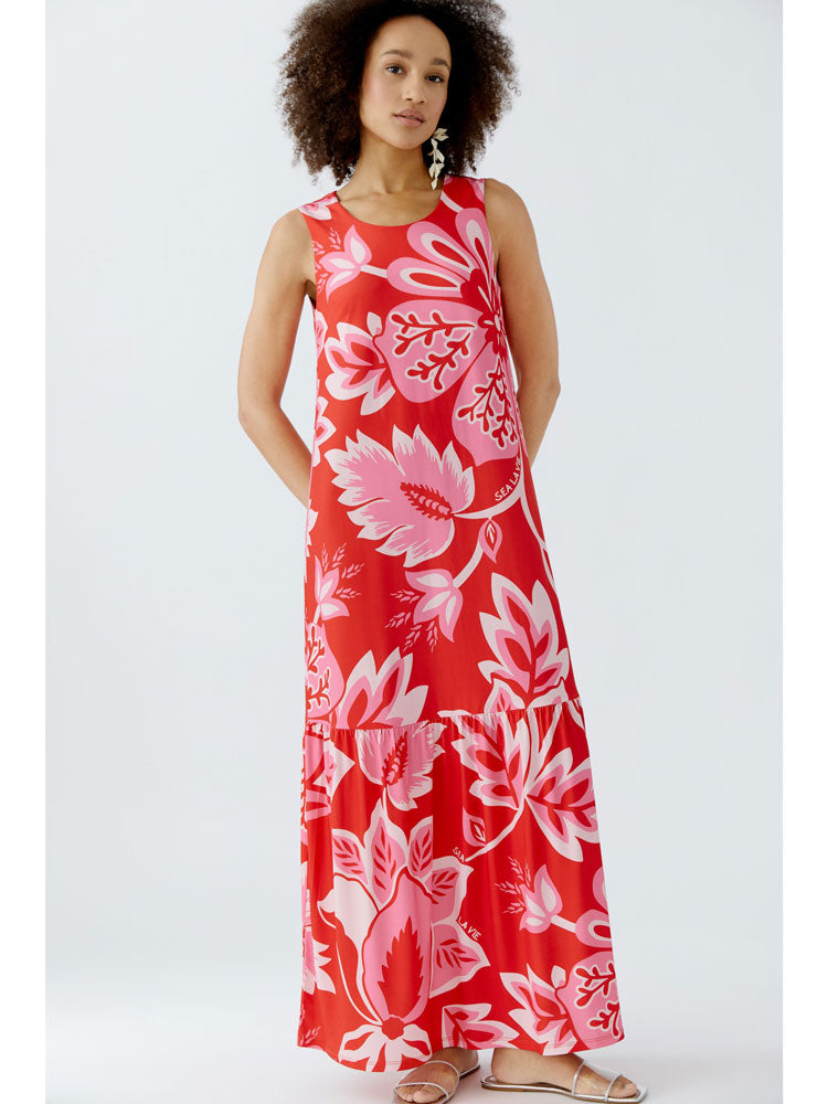 Oui Printed Dress Red &amp; Pink