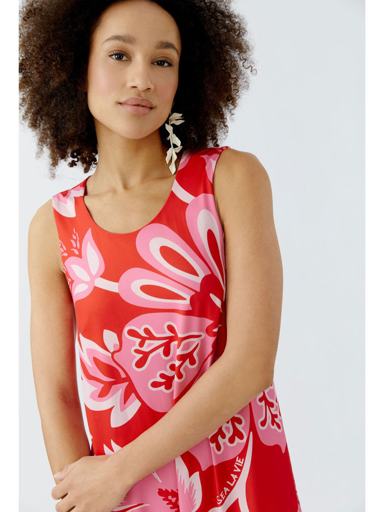 Oui Printed Dress Red &amp; Pink