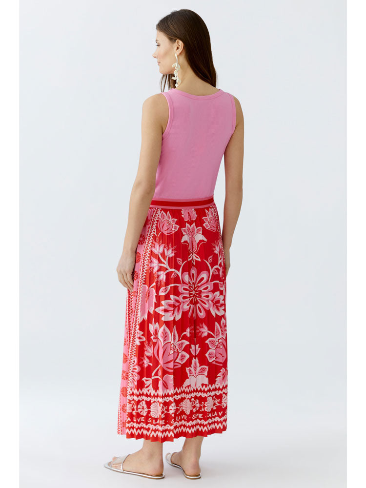 Oui Pleated Skirt Red Rose