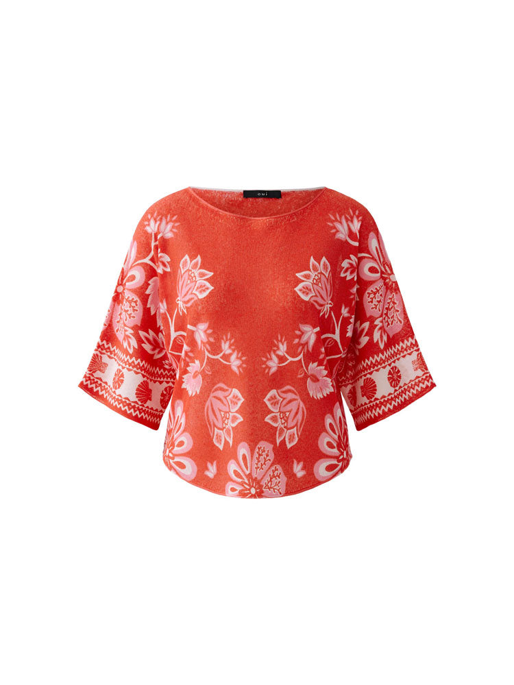 Oui Printed Knit Red Rose