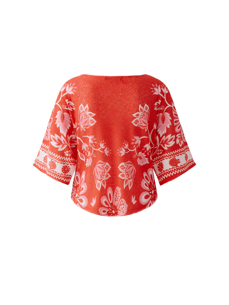Oui Printed Knit Red Rose