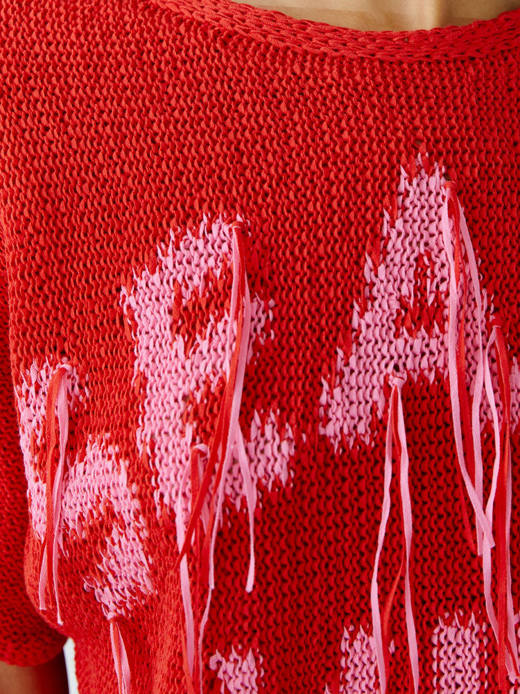 Oui Slogan Knit Red