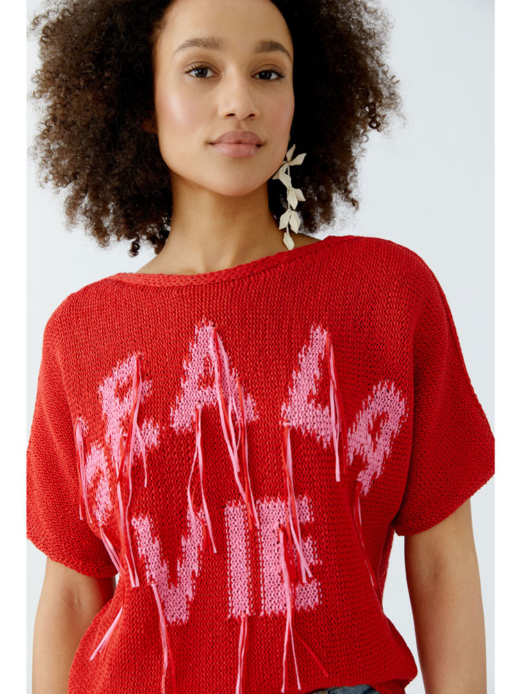 Oui Slogan Knit Red