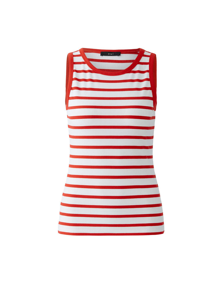 Oui Striped Vest Top Red &amp; White