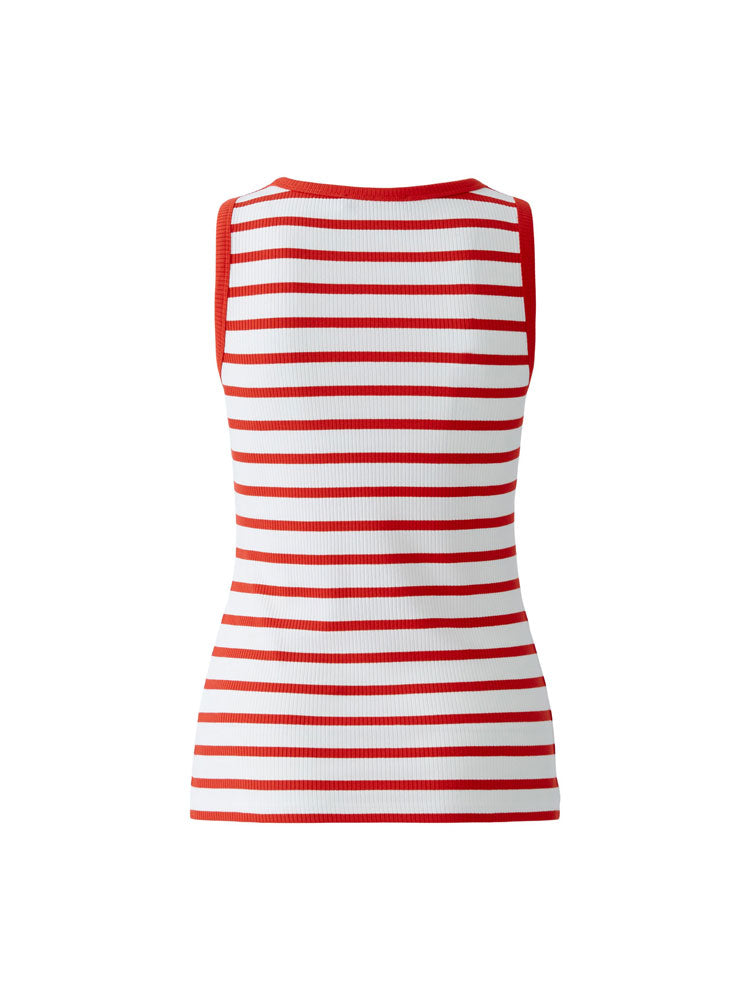 Oui Striped Vest Top Red &amp; White