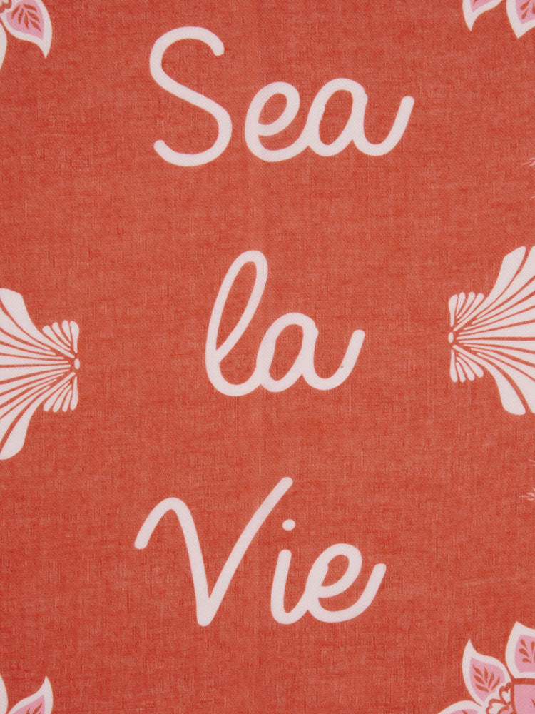 Oui Printed Scarf Red &amp; Pink