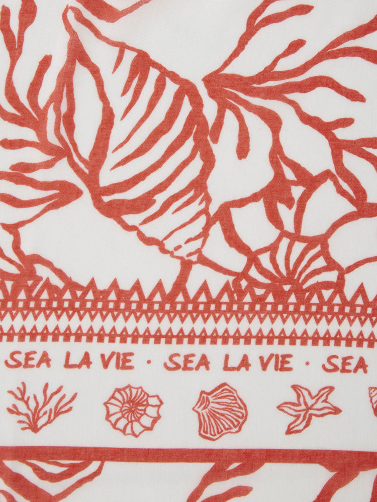 Oui Shell Print Scarf Red