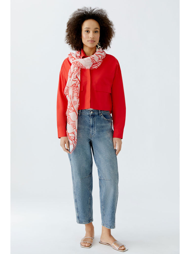 Oui Shell Print Scarf Red