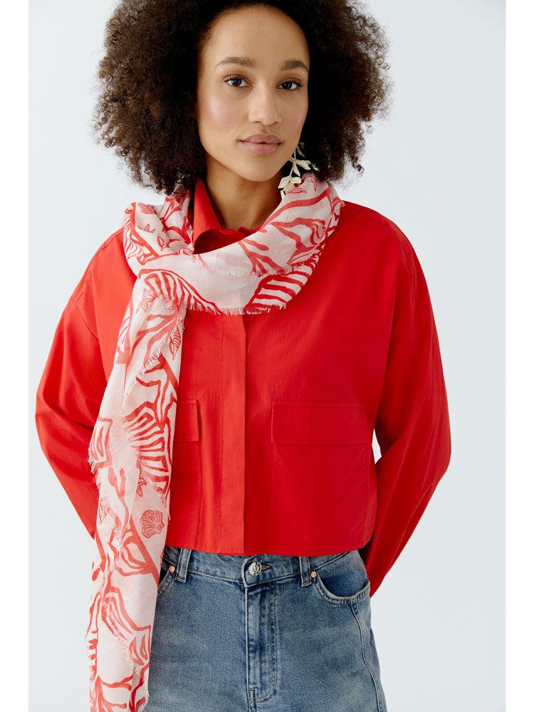 Oui Shell Print Scarf Red