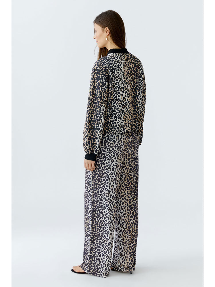 Oui Animal Print Bomber Jacket Camel