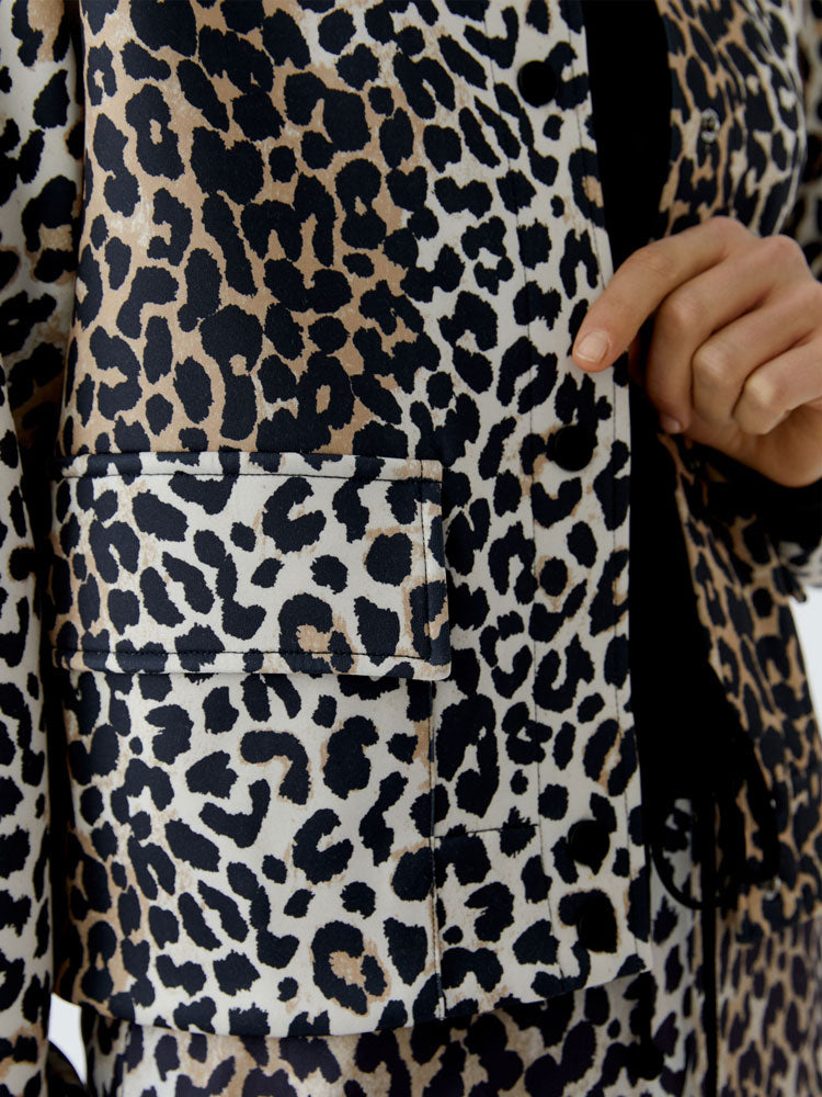 Oui Animal Print Bomber Jacket Camel
