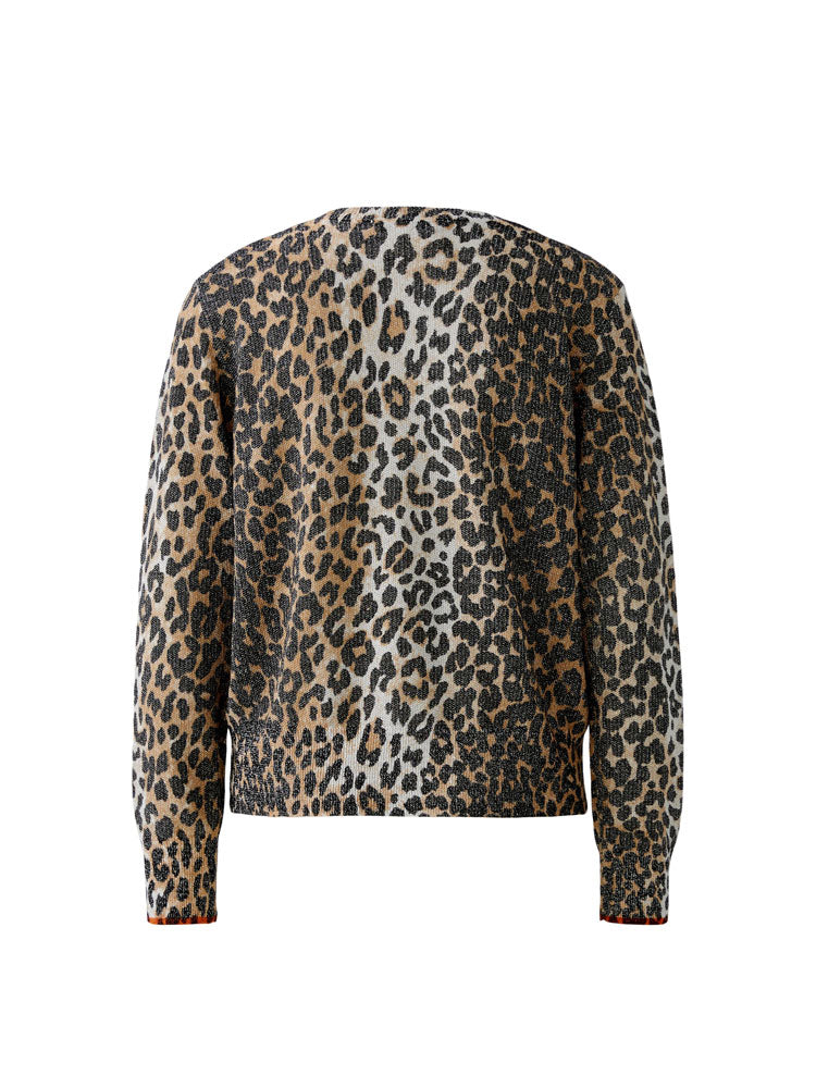 Oui Leopard Print Jumper Camel