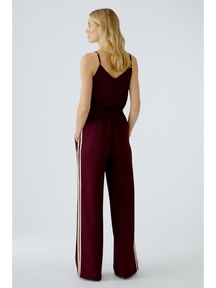 Oui Side Stripe Trousers Dark Red