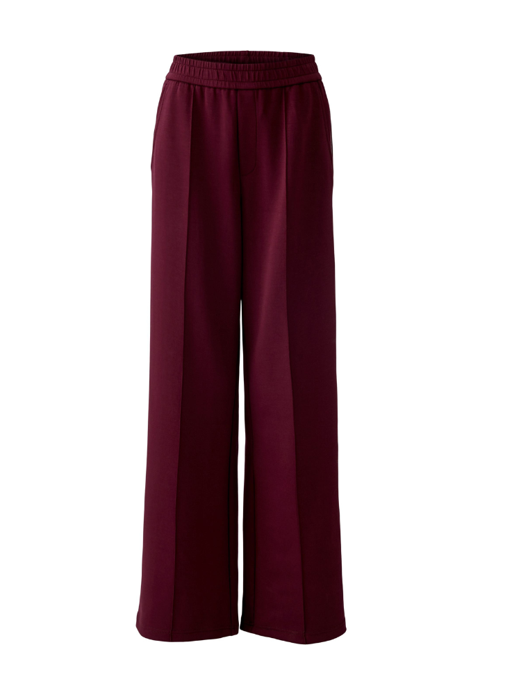 Oui Side Stripe Trousers Dark Red