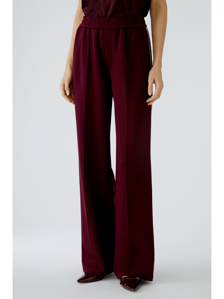 Oui Side Stripe Trousers Dark Red