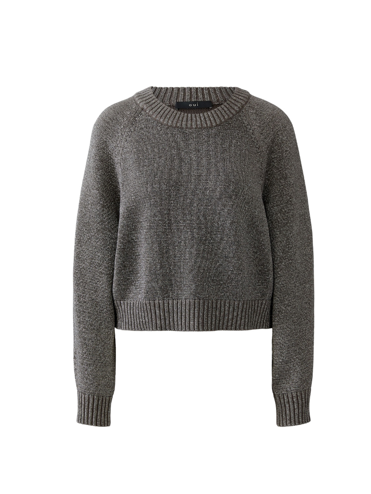 Oui Metallic Knit Taupe
