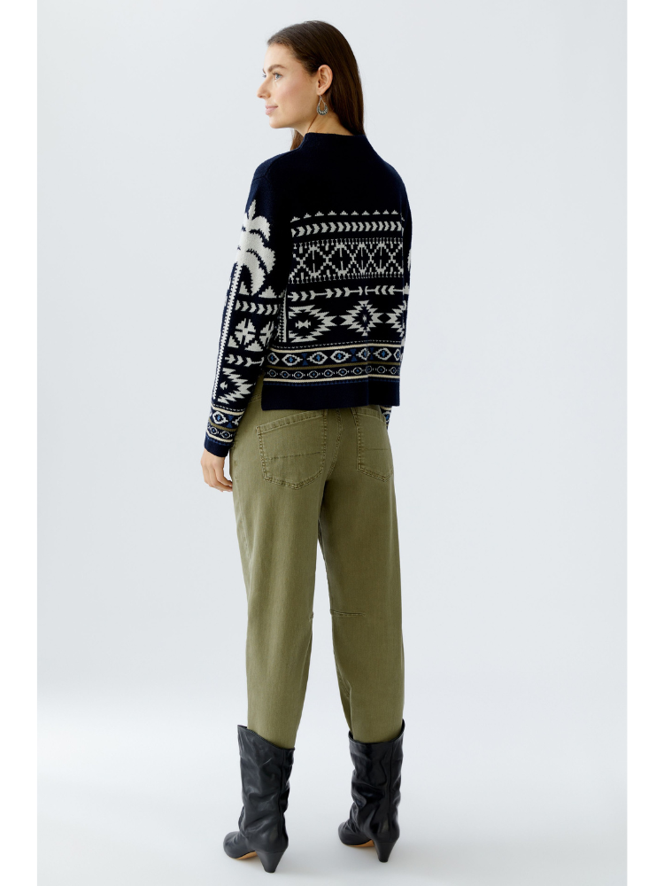 Oui Aztec Print Knit Navy
