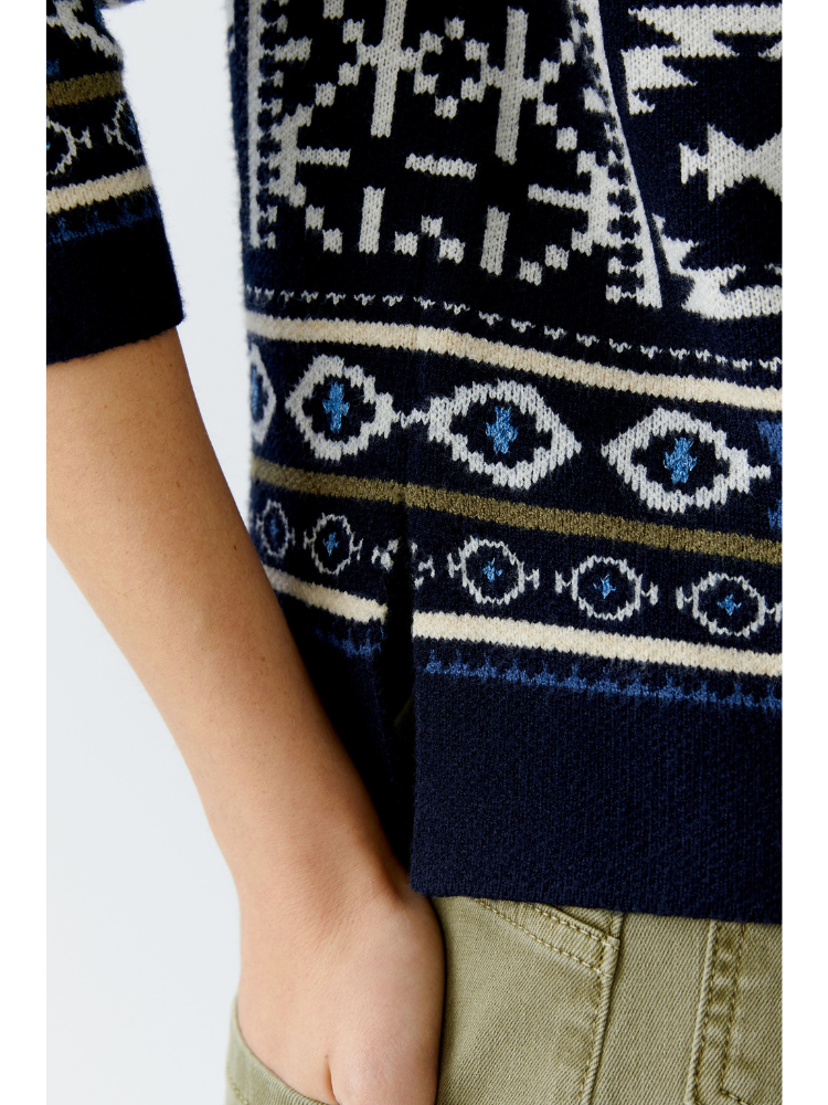 Oui Aztec Print Knit Navy