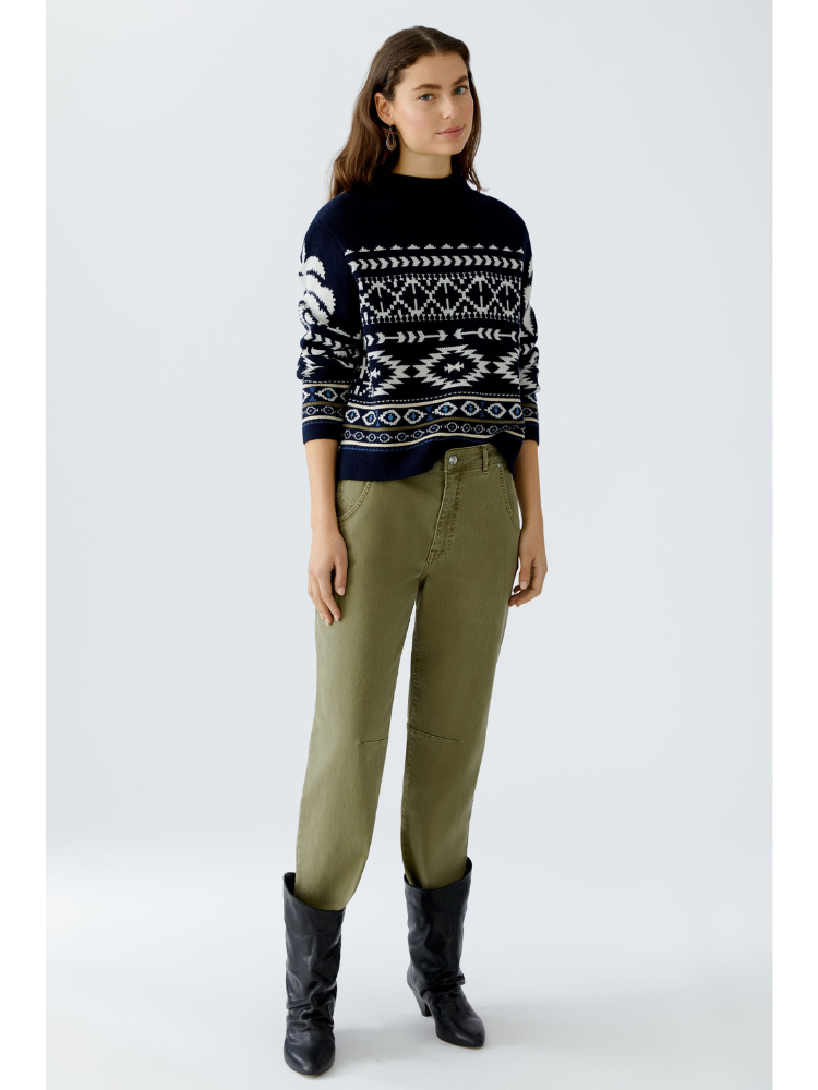 Oui Aztec Print Knit Navy