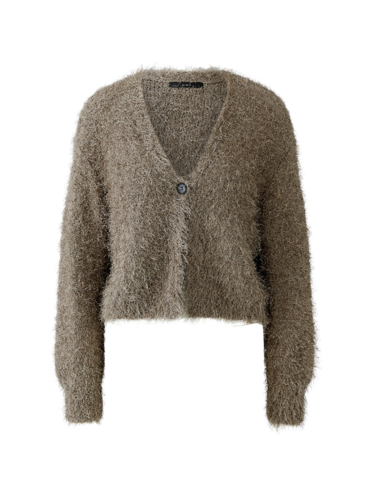 Oui Textured Cardigan Taupe