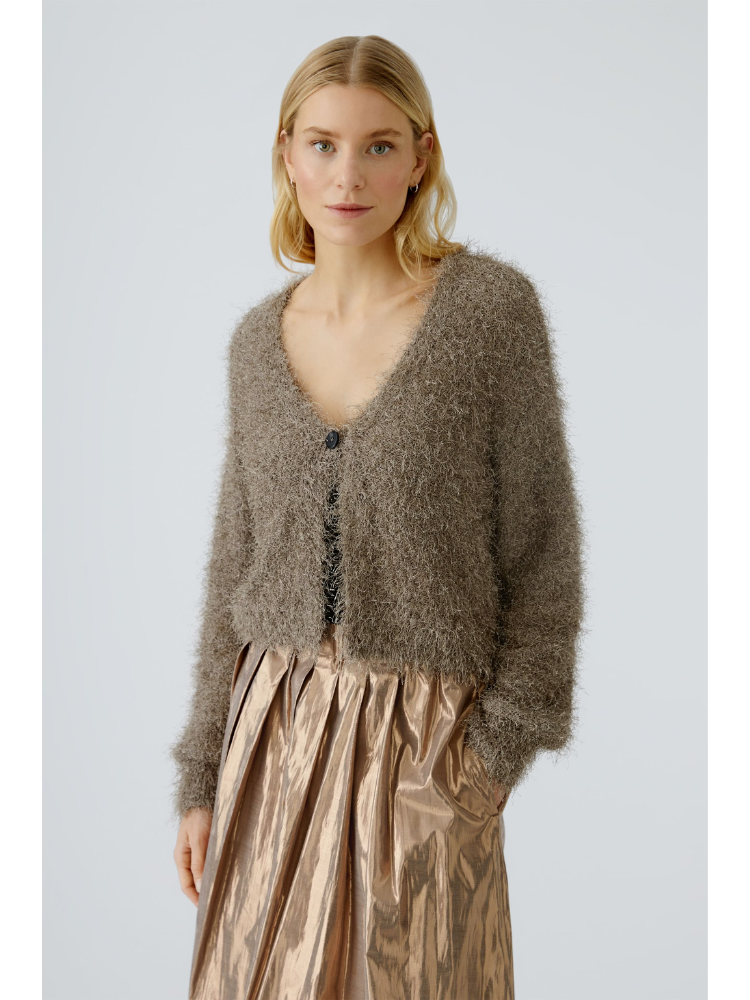 Oui Textured Cardigan Taupe