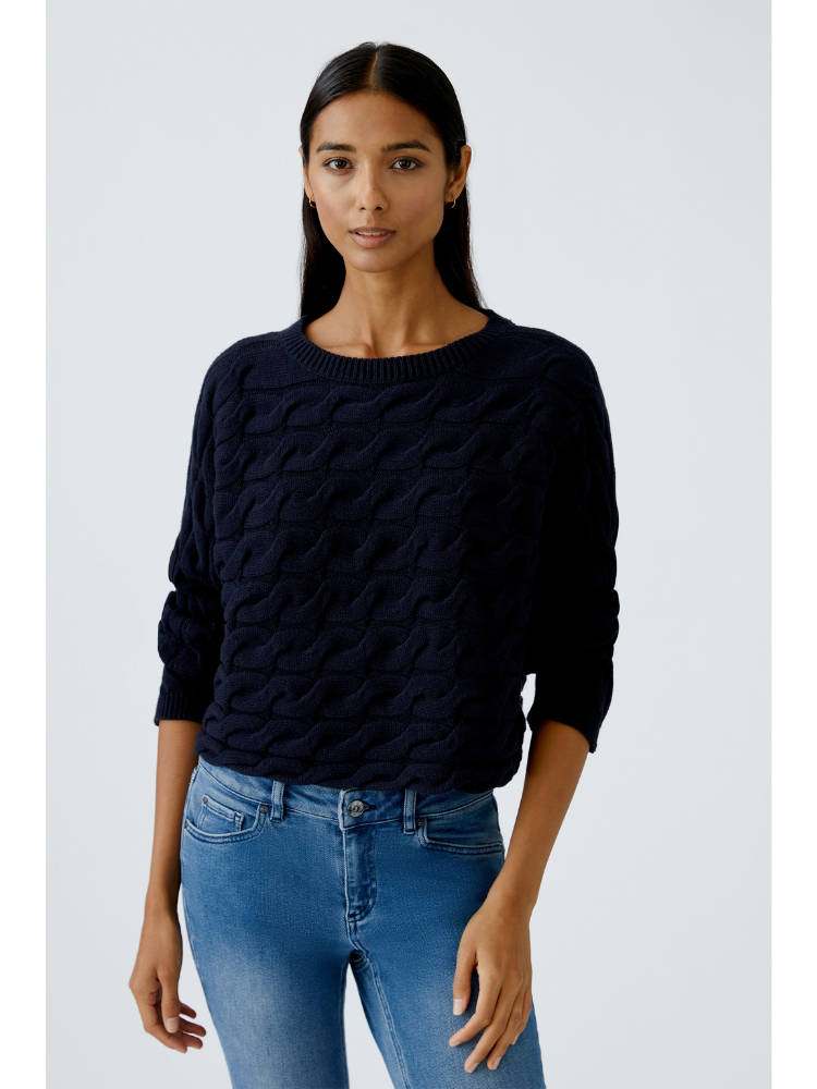 Oui Cable Knit Navy