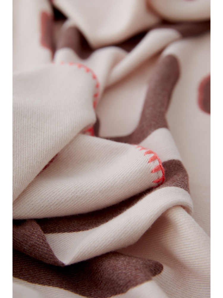 Oui Printed Scarf Brown