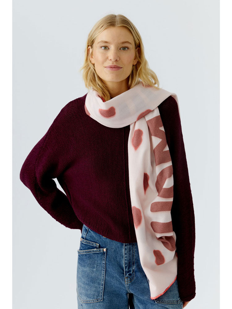 Oui Printed Scarf Brown