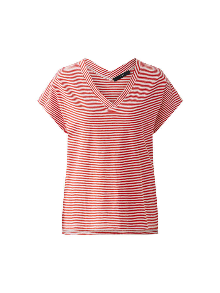 Oui Stripe T-Shirt Red &amp; White