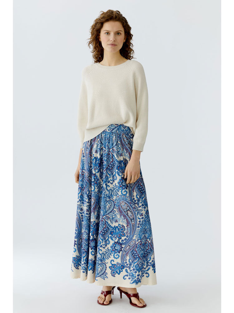 Oui Paisley Print Maxi Skirt Blue