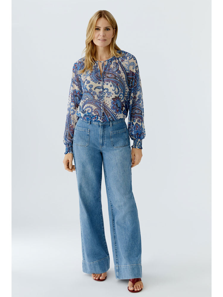 Oui Printed Blouse Blue