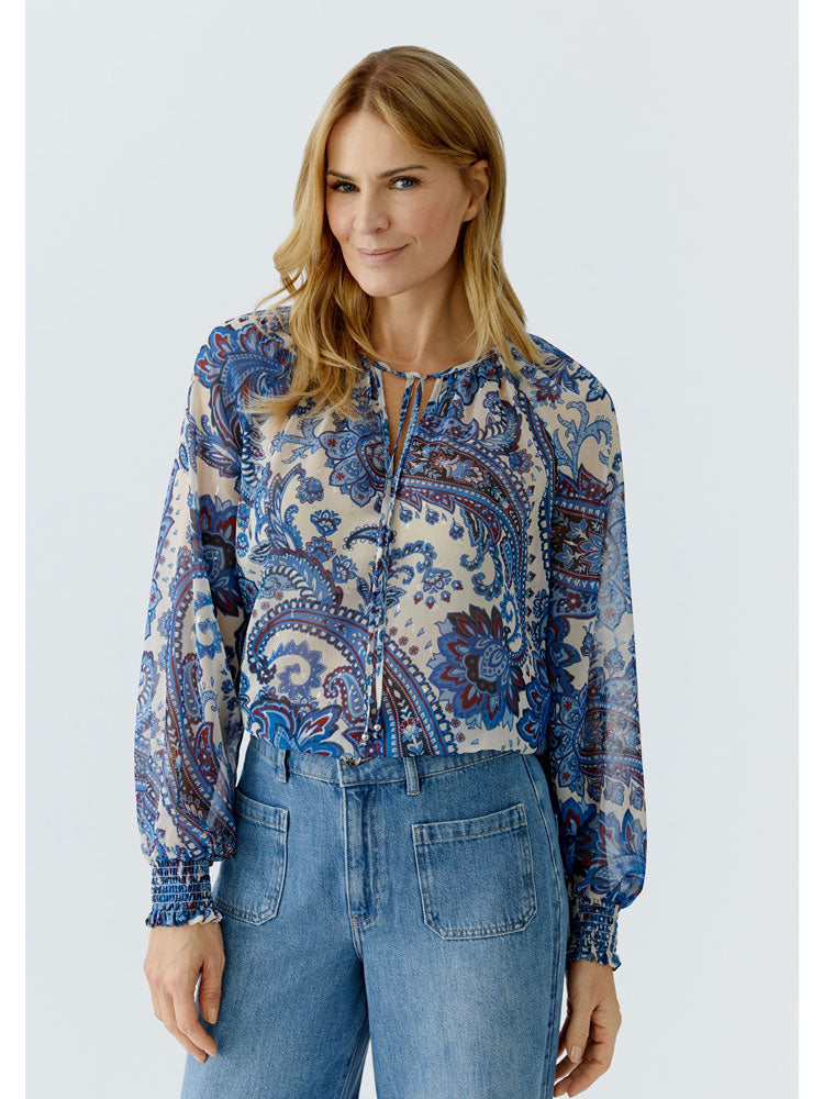 Oui Printed Blouse Blue