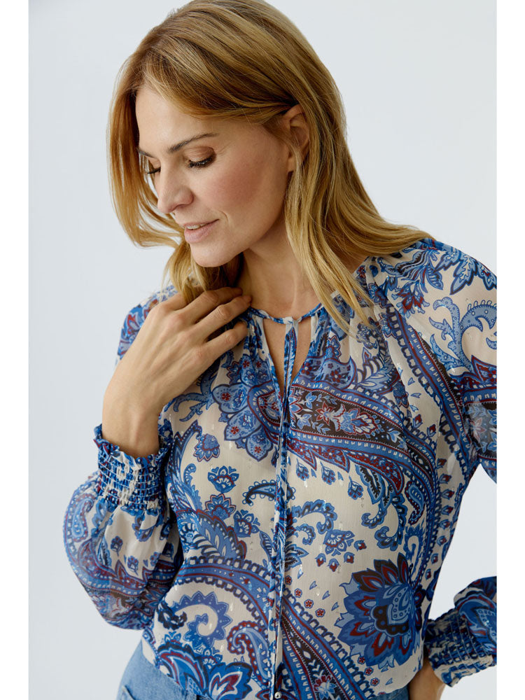 Oui Printed Blouse Blue