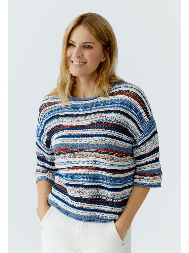 Oui Stripe Jumper Blue White
