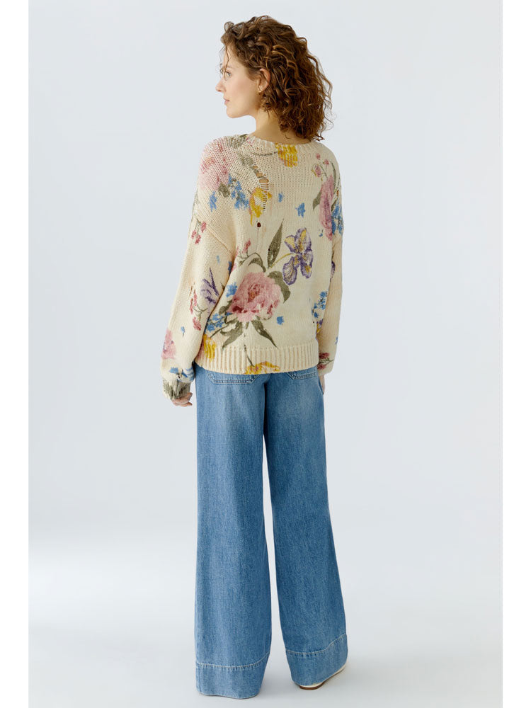 Oui Floral Jumper Off-White