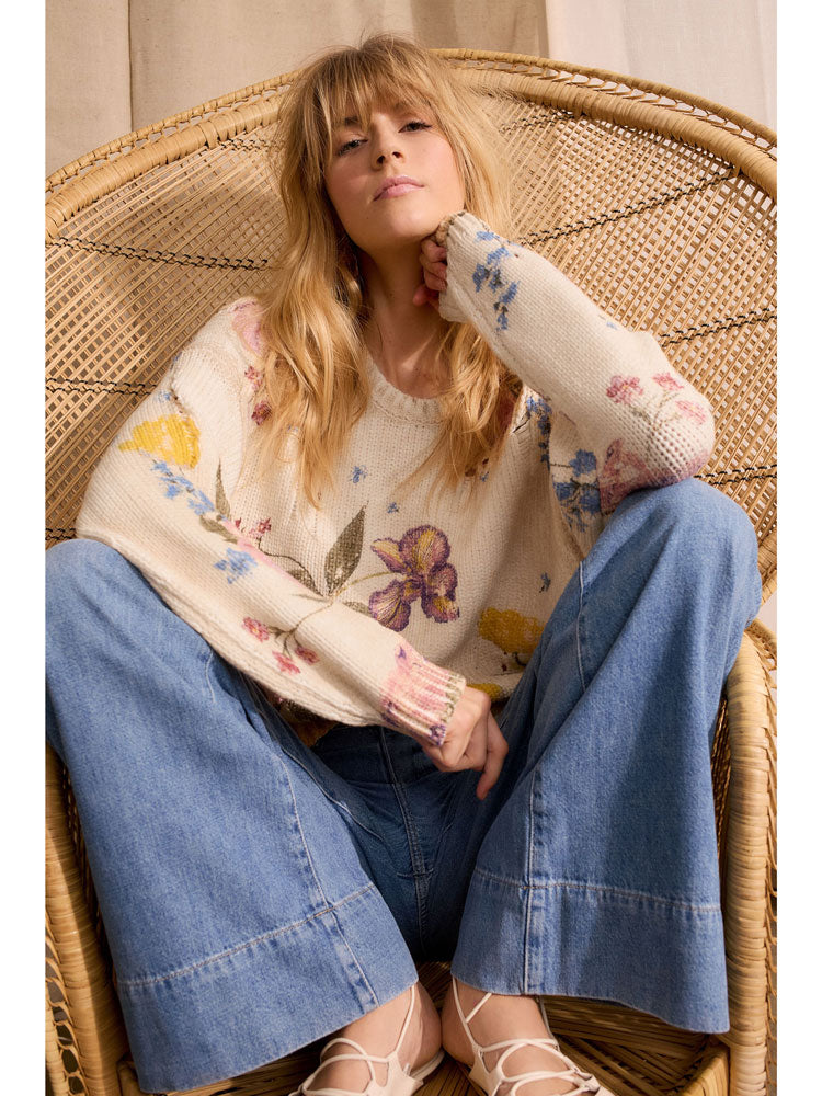 Oui Floral Jumper Off-White