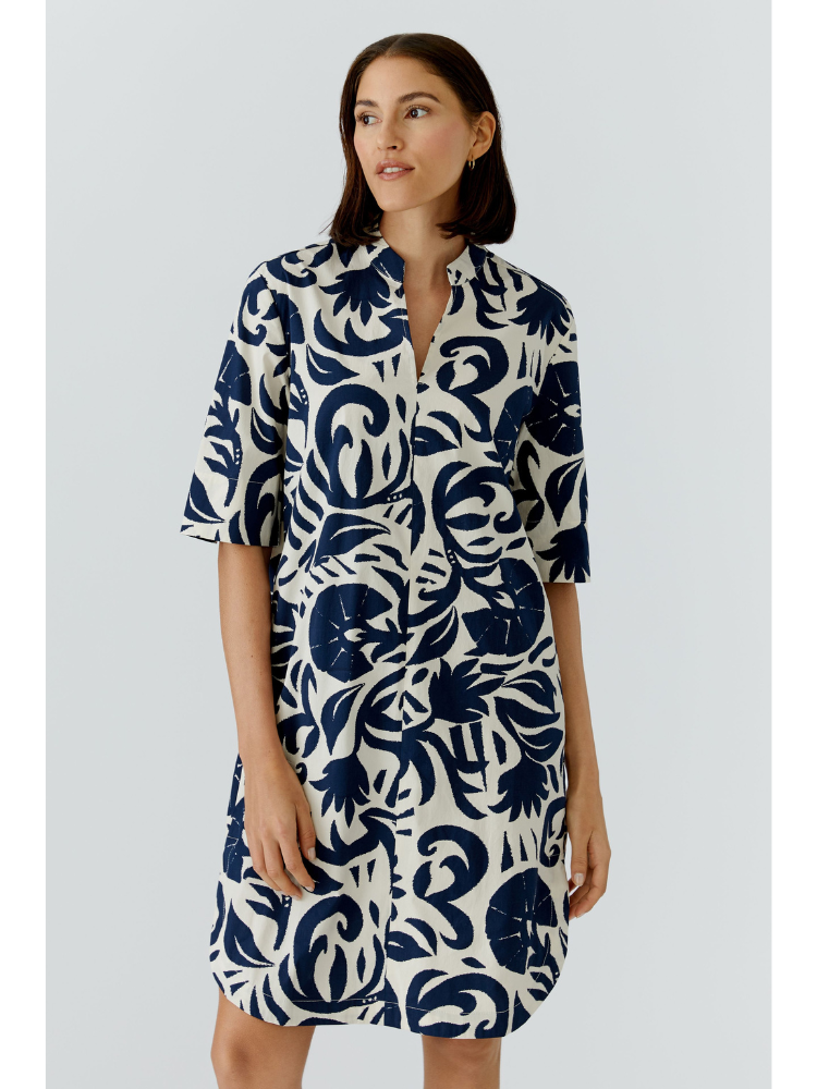 Oui Hanging Dress White Blue