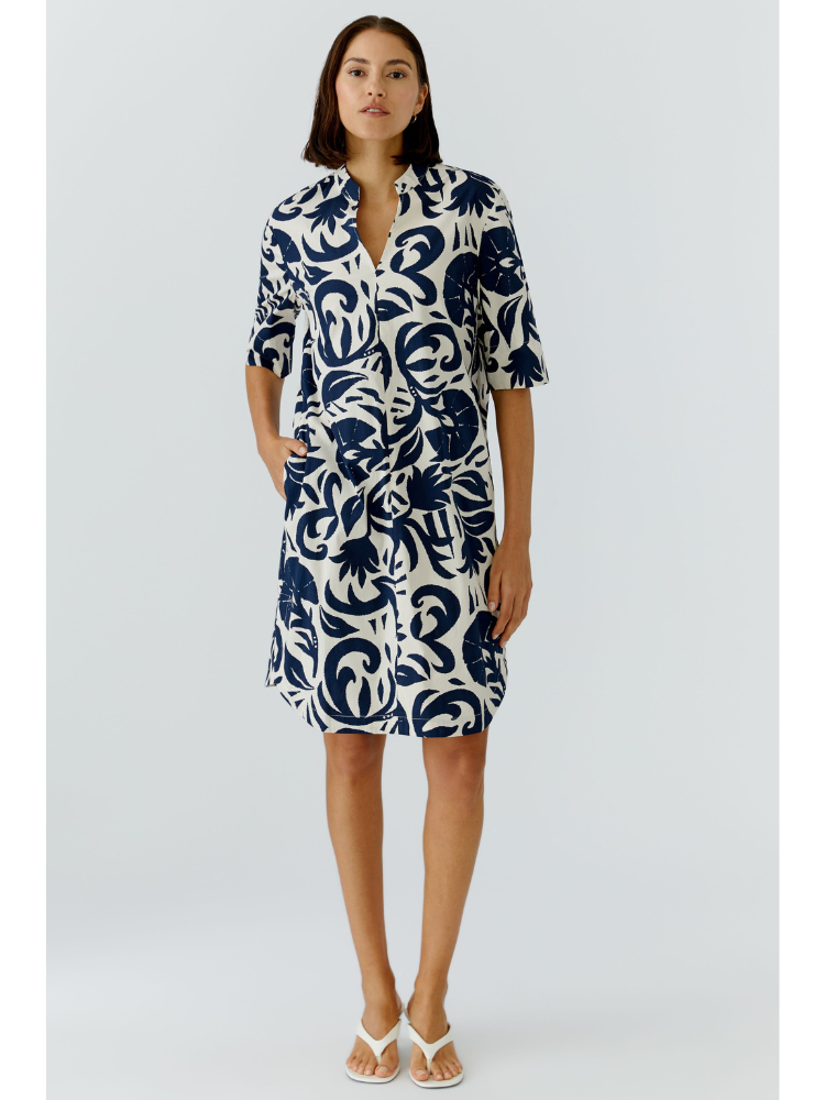 Oui Hanging Dress White Blue