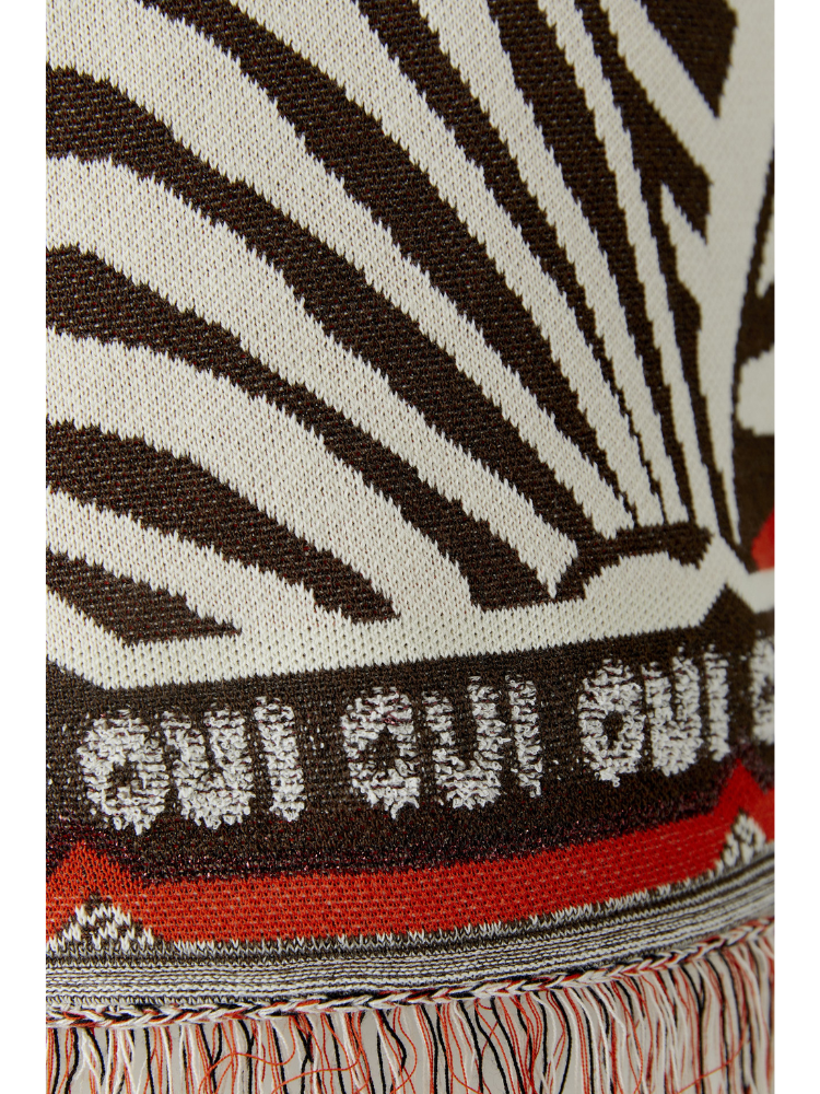 Oui Jumper Dark Brown Off White
