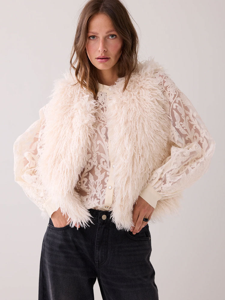 Summum Faux Fur Gilet Ivory