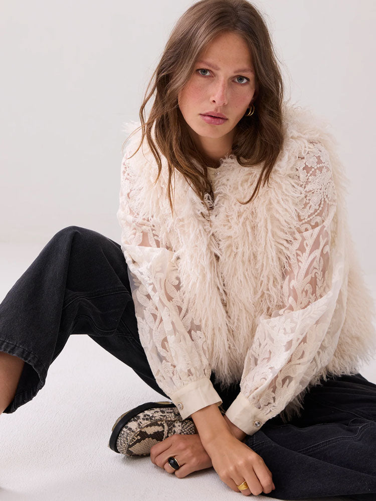 Summum Faux Fur Gilet Ivory